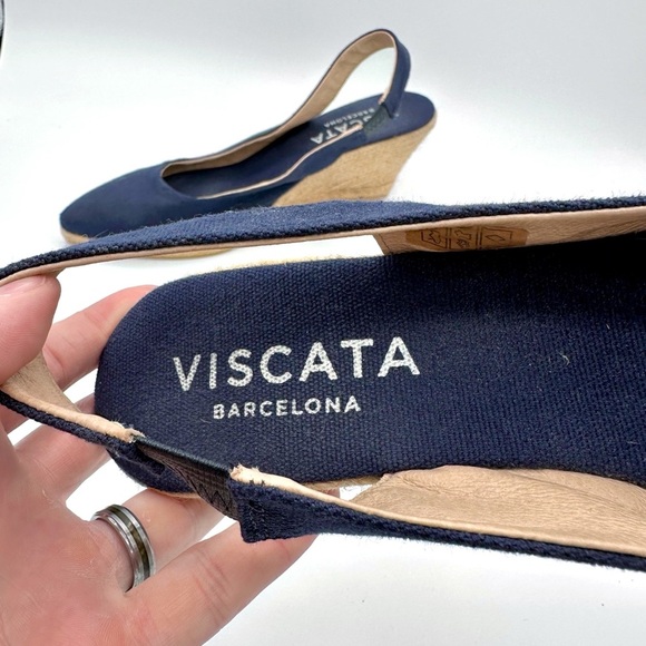 Viscata Women’s Blue Wedge Heel Slingback Sandals Navy Nautical Classic Size 42 - Picture 9 of 9
